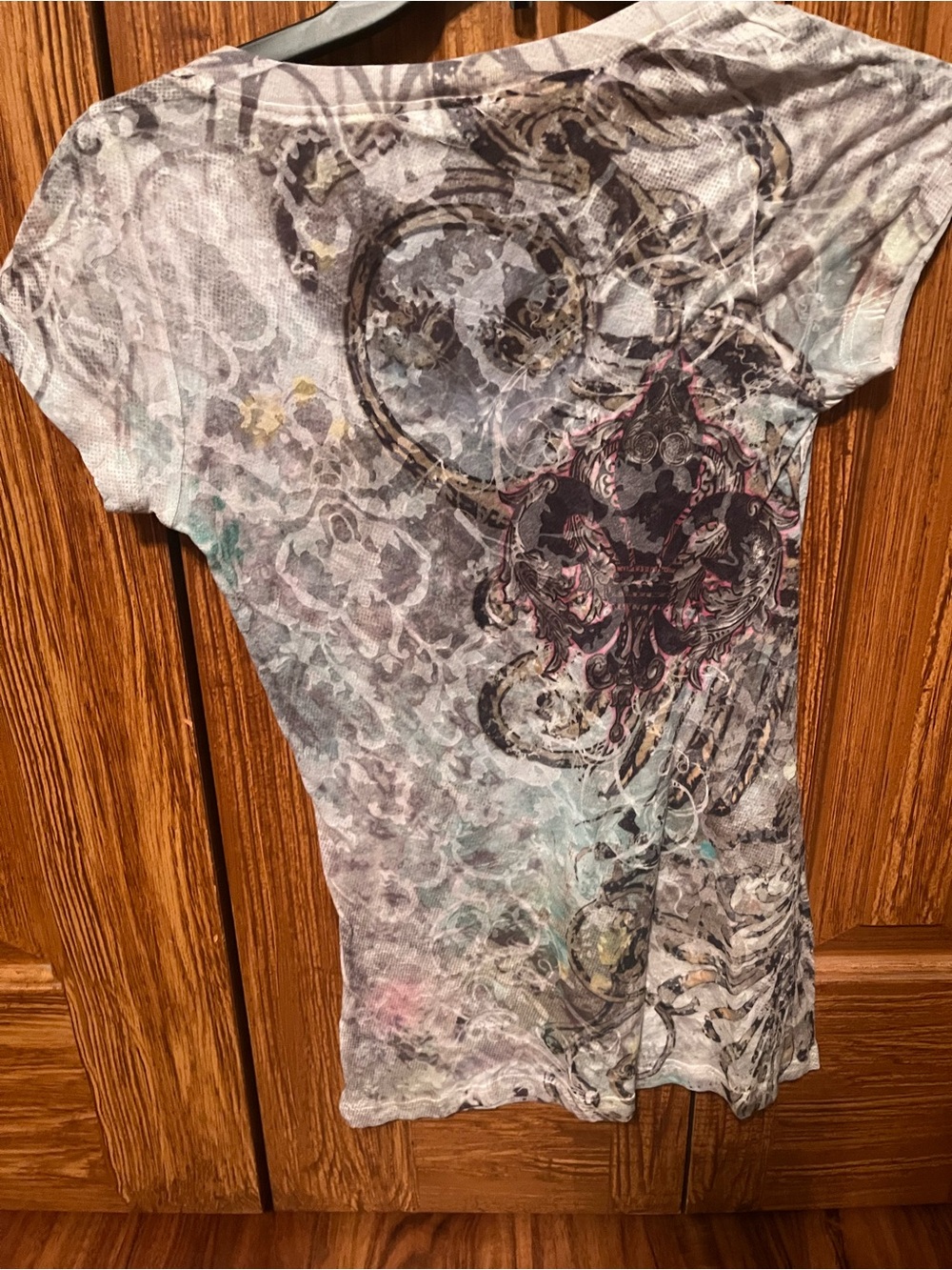 Daytrip Gray Short Sleeve Tee with Pink and Teal Accents